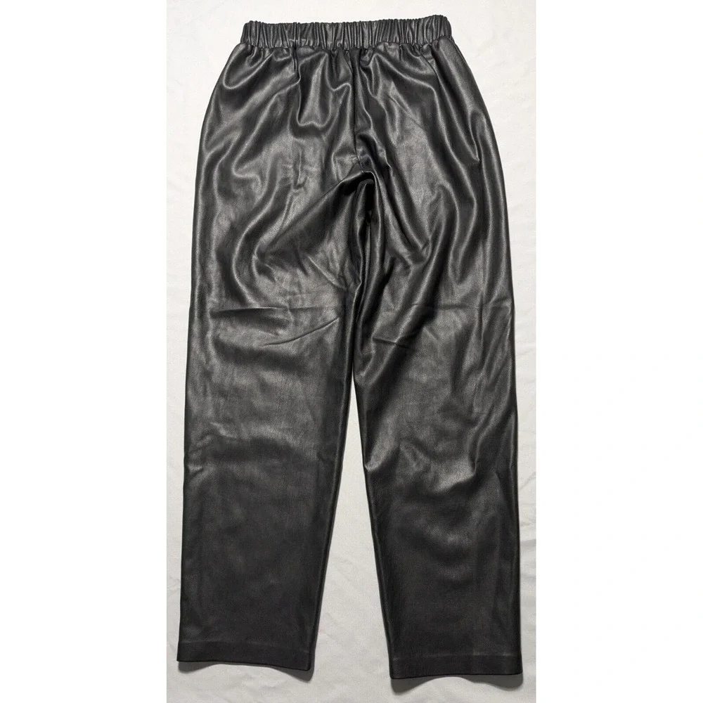 LISADNYC x THE DROP Women Large Black Vegan Leather Pull-On‎ Pants EUC